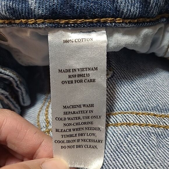 Pacsun Playboy Shorts Womens 25 Denim Distressed Hem Mom Bunny Logo Light Wash - Picture 5 of 9